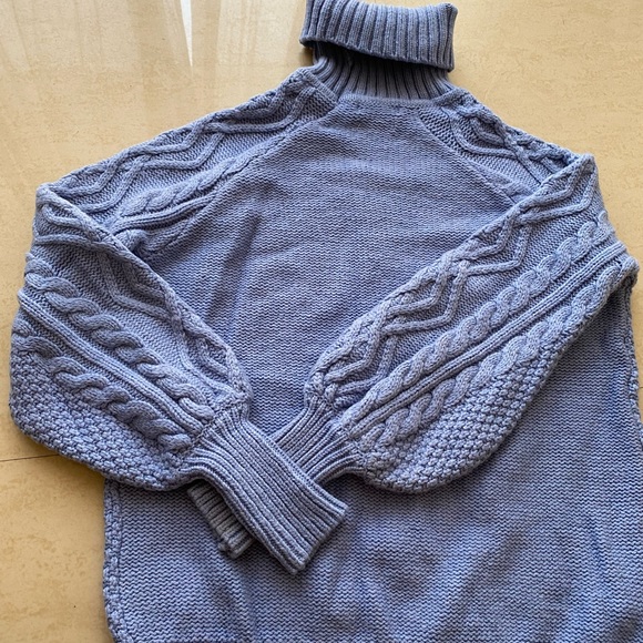 Mango Cozy Periwinkle blue woollen cable knit sweater. - Picture 3 of 4